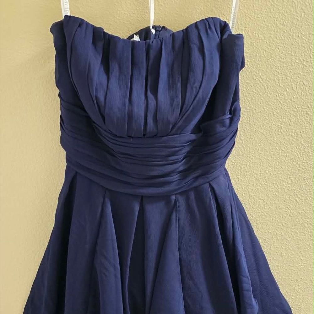 David's Bridal Navy Blue Strapless Dress